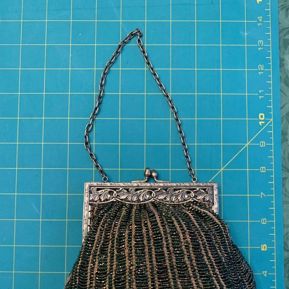 Antique Green Beaded Art Deco Bag/Purse - Picture 2 of 6